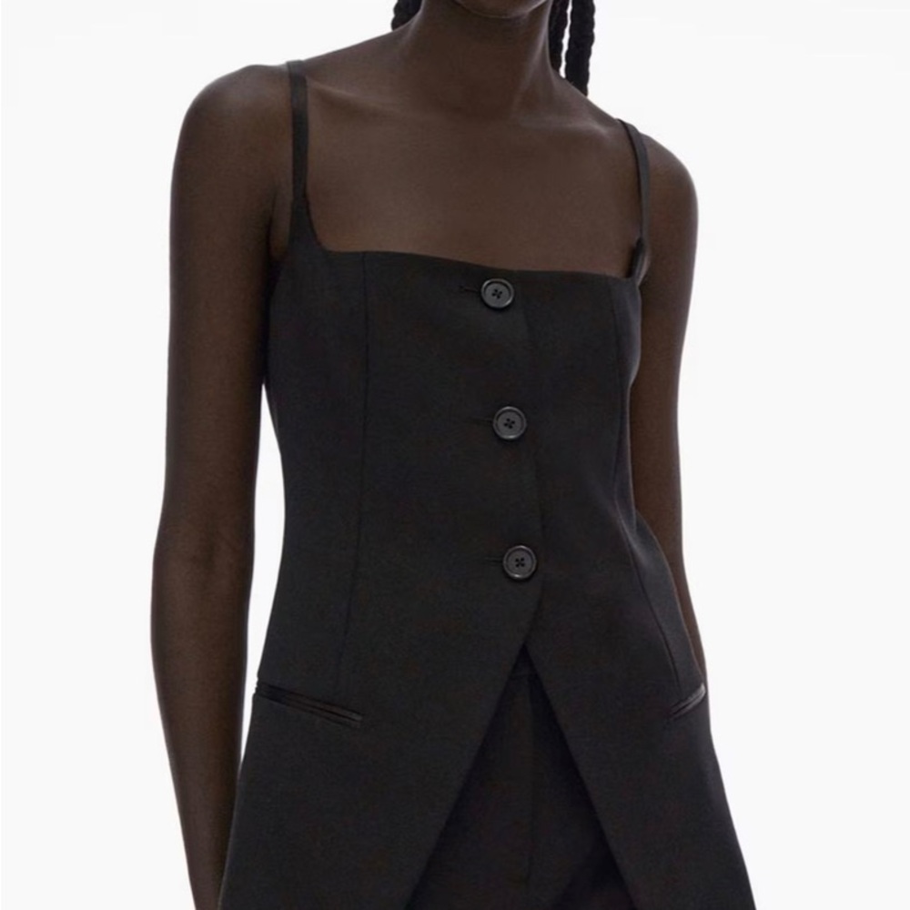 Helmut Lang Black Tailored Button-Front Tank Top